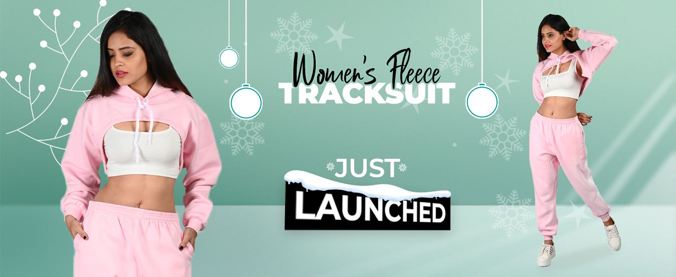 Pink tracksuit fashion banner design — lifestyle brand promotional by Creativeskroll