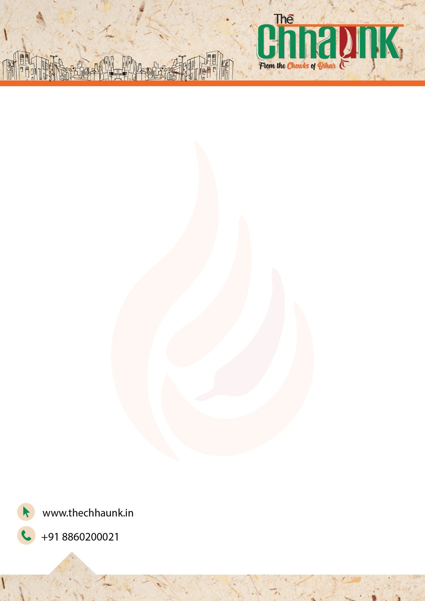 Chhaunk restaurant letterhead design — brand stationery by Creativeskroll Jaipur