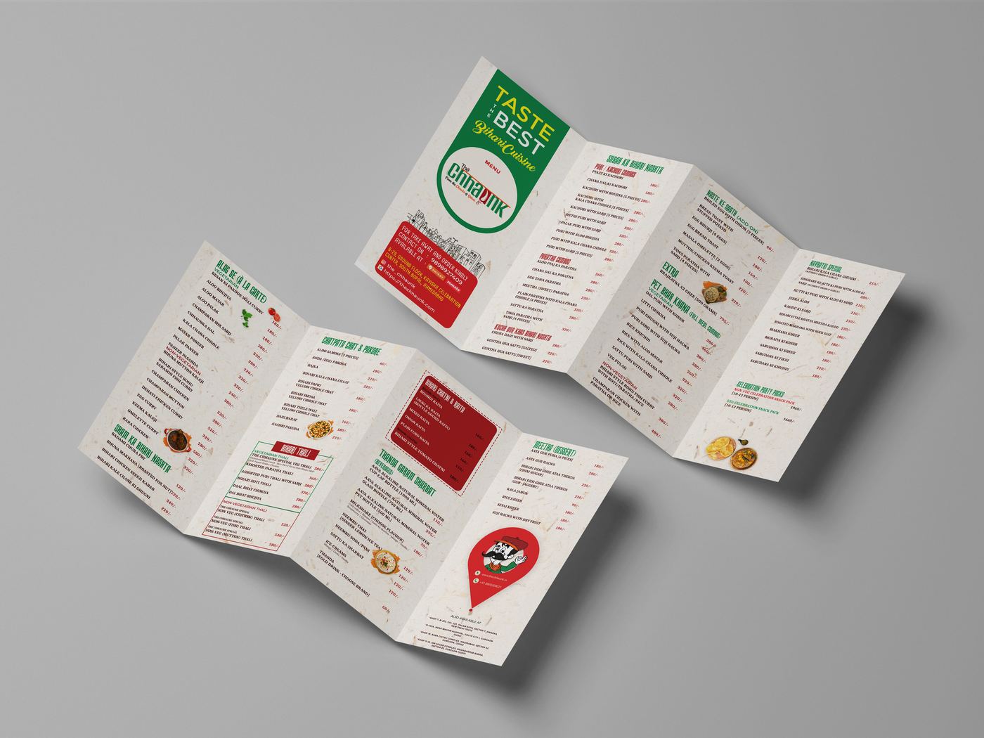 Zomato restaurant menu mockup design — food brand design by Creativeskroll
