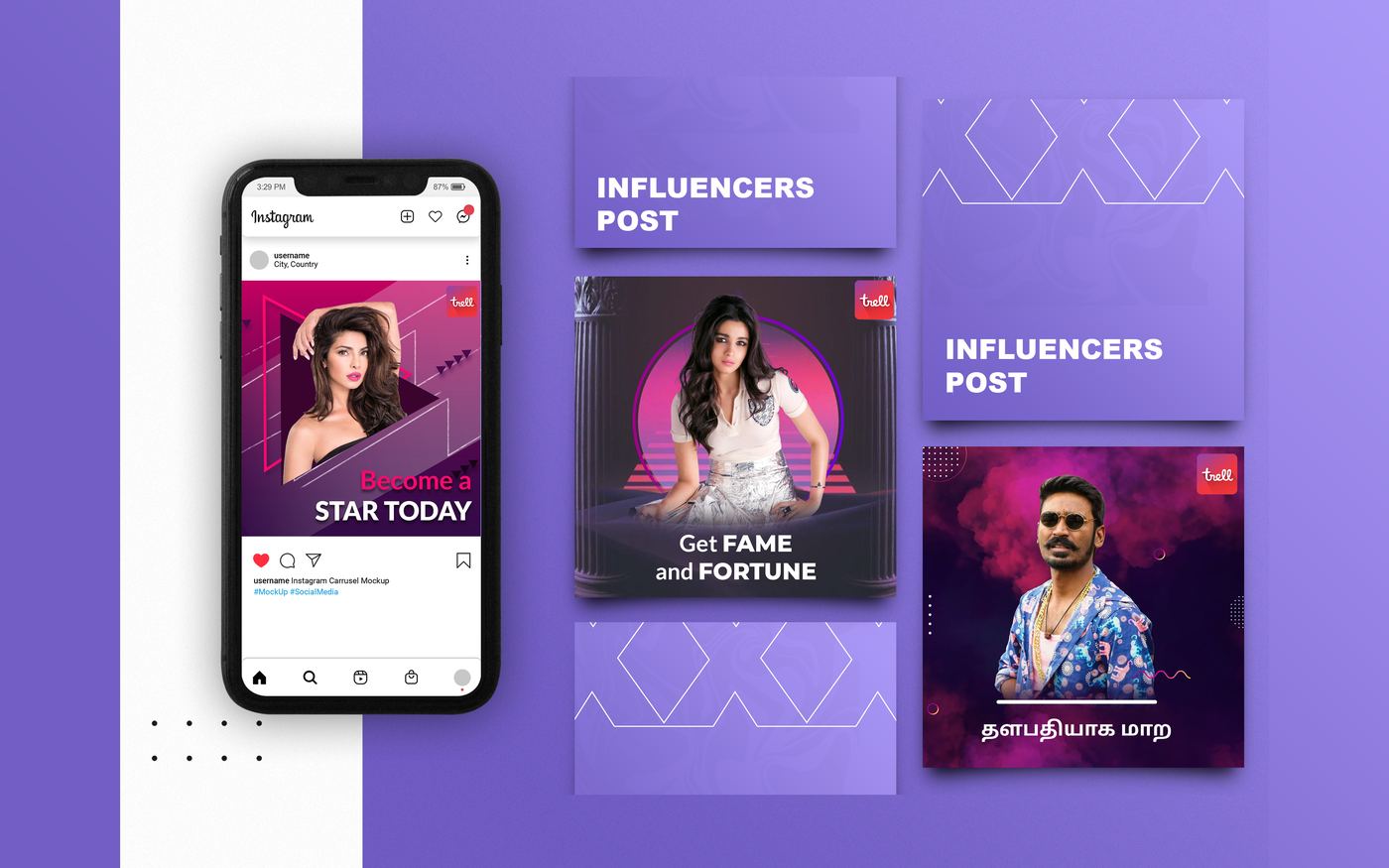 Instagram feed mockup design — social media layout by Creativeskroll Jaipur