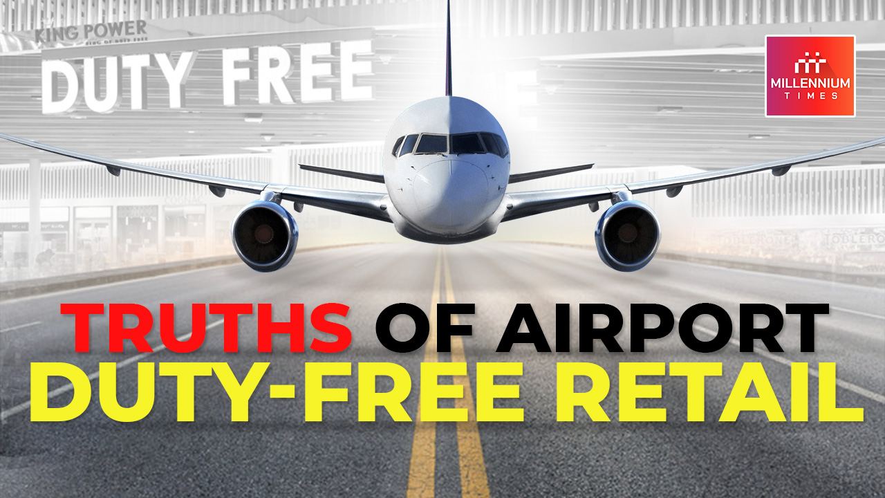 Duty-free retail YouTube thumbnail — professional video thumbnail design by Creativeskroll